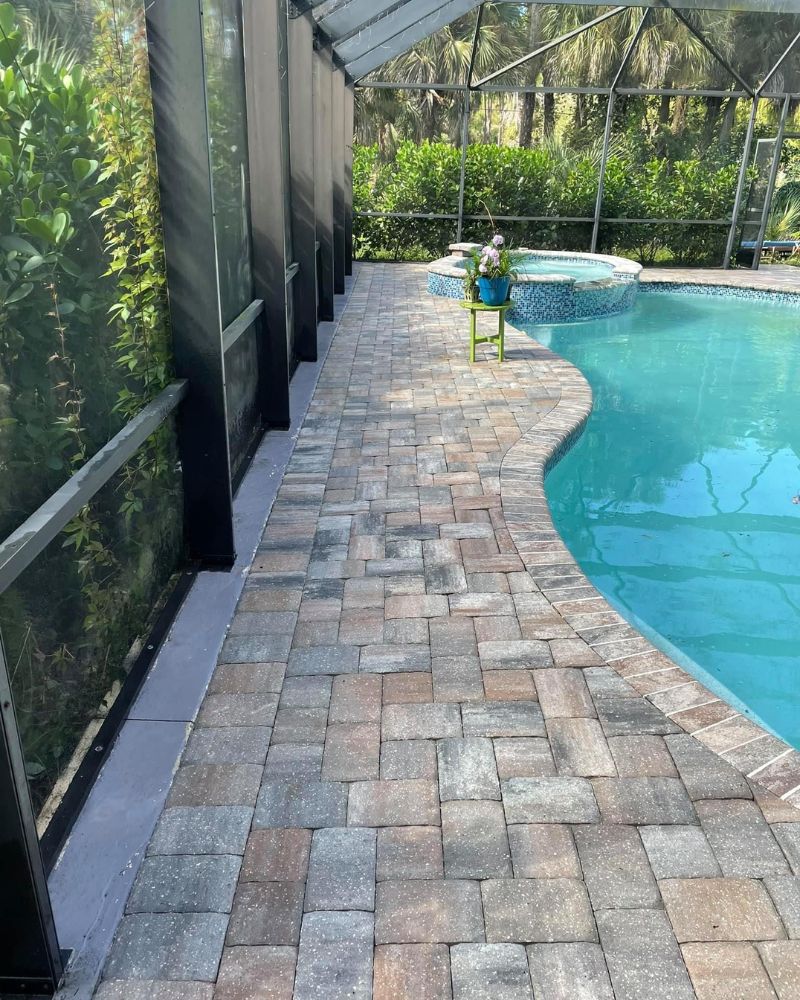 pool area after pressure washing
