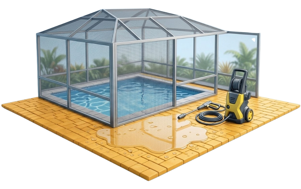 Pool Deck Screen Enclosure Lanai Cleaning e1774382253435