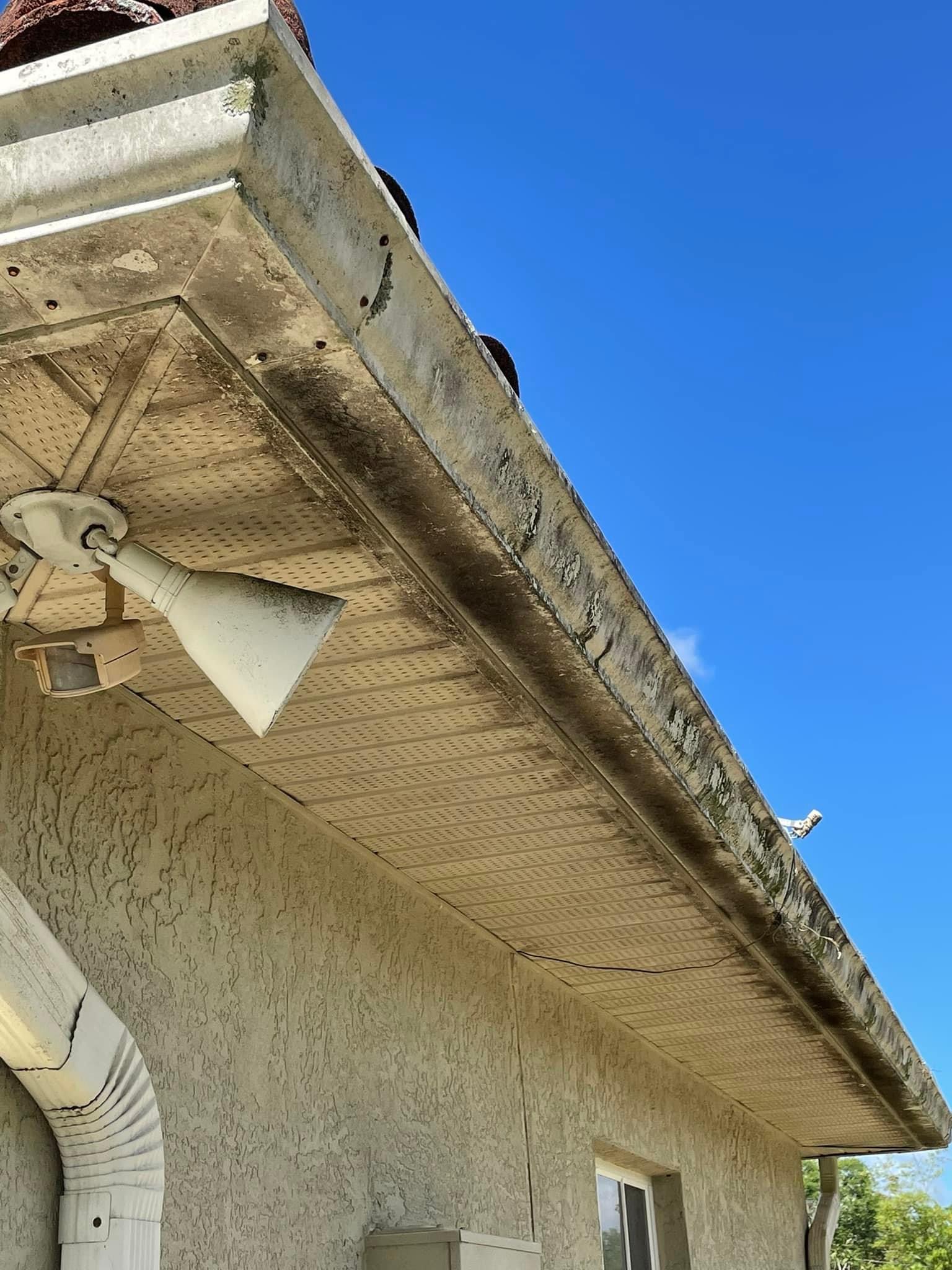 Before Exterior Gutter Soffit Cleaning 1