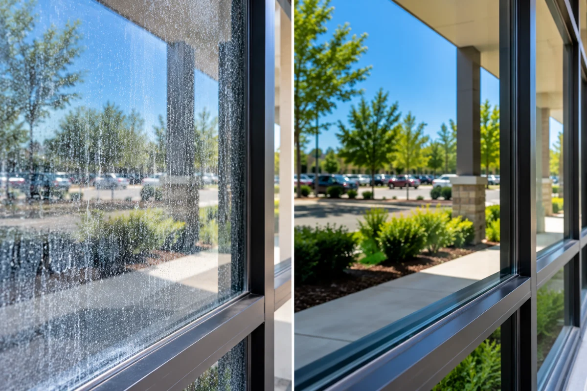 Hard Water Spots on Commercial Windows