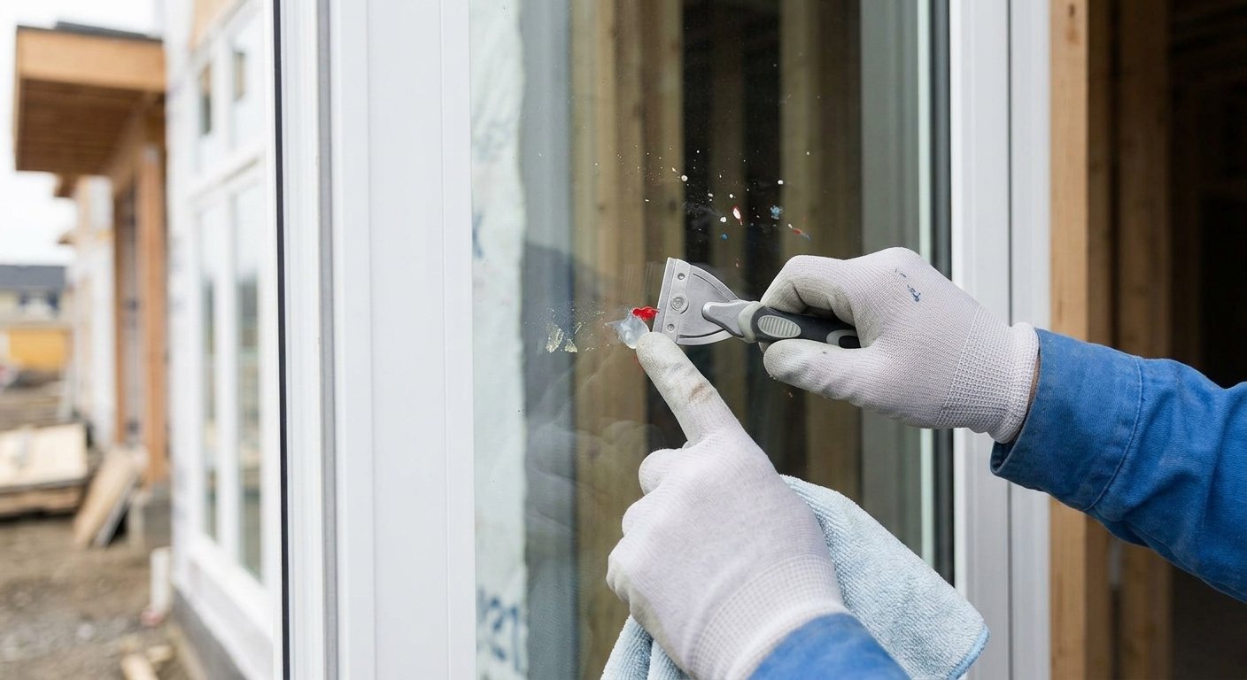 Paint, Silicone & Construction Residue on Glass