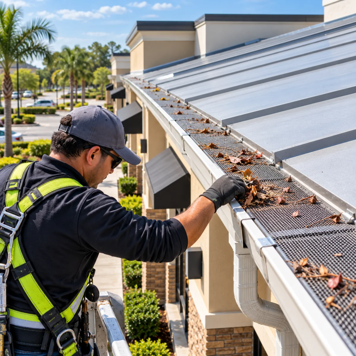 Commercial Gutter Cleaning Davenport FL | Pro Cleaning Action 6 Commercial Gutters With Guards