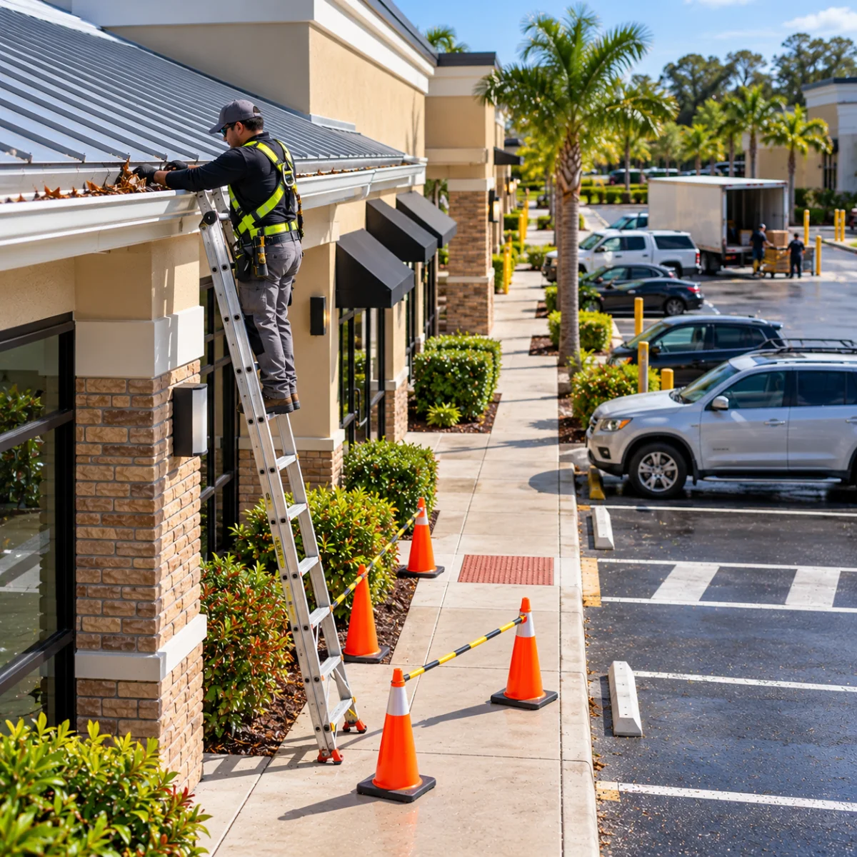Commercial Gutter Cleaning Davenport FL | Pro Cleaning Action 8 Parking Lots & Work-Zone Access