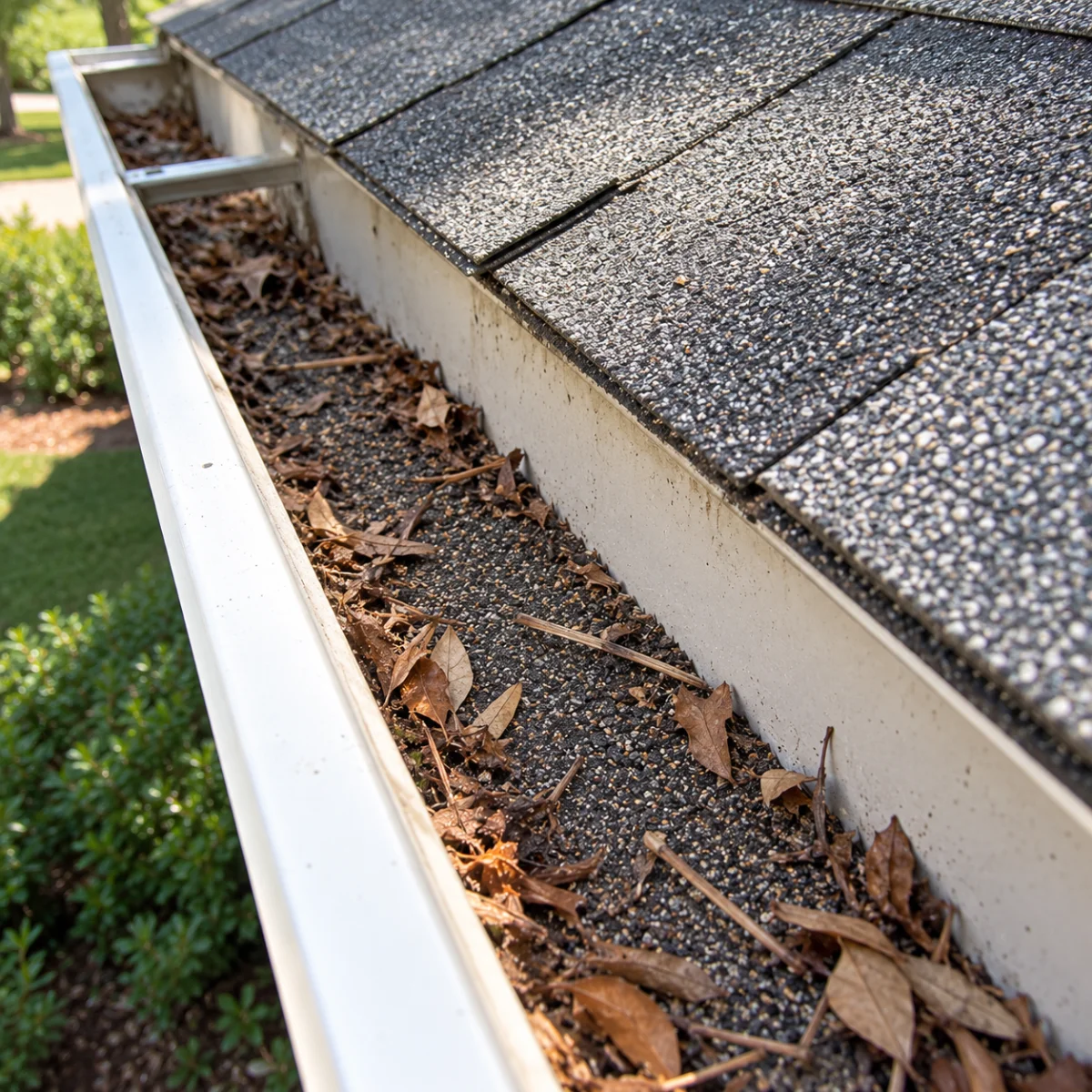 Roof Grit Inside Gutters